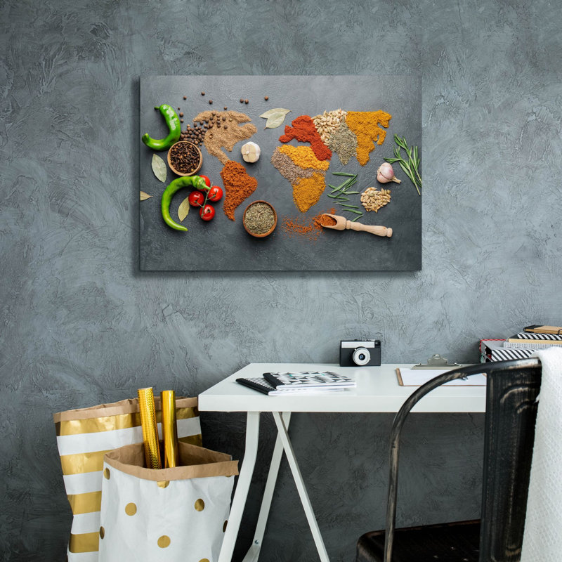 «Carte du monde épicée» par Epic Portfolio, art mural sur toile, H 18 po x l 26 po x P 0,75 po