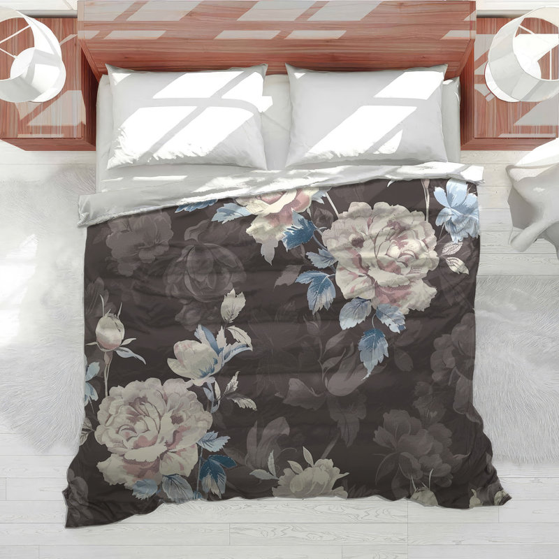 Édredon en mélange de coton à motif floral, Édredon très grand