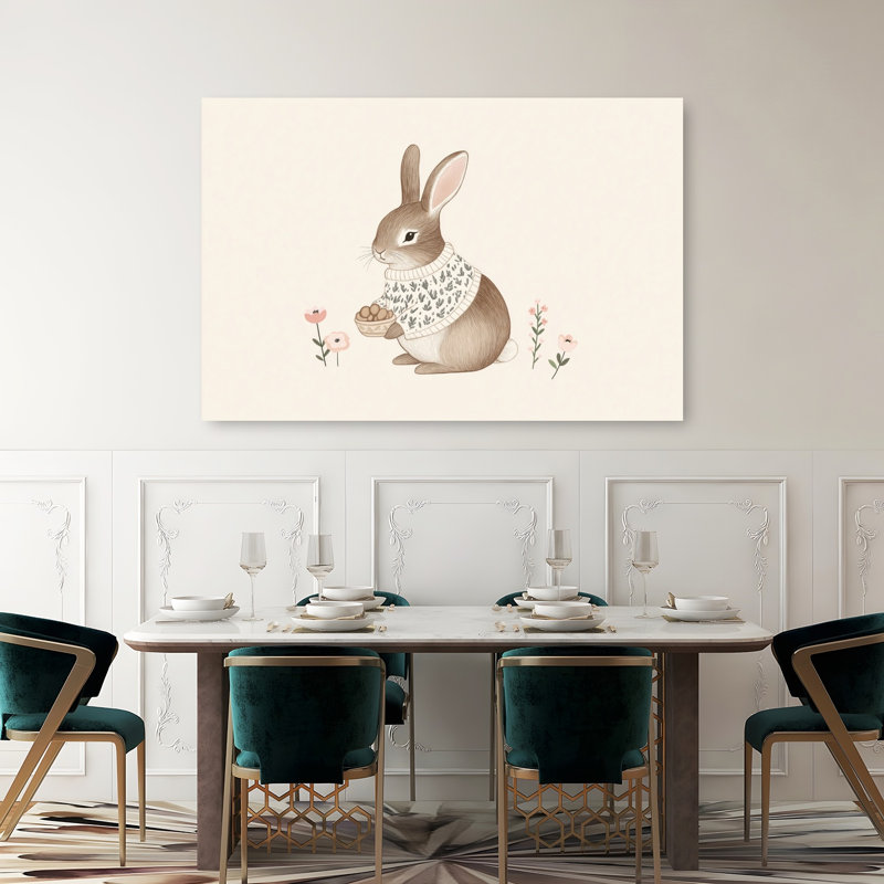 Reproduction d'art mural de lapin de Pâques, H 40 po x l 60 po