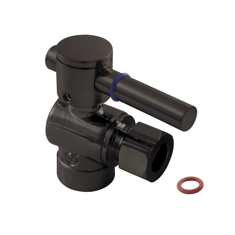 Kingston Brass Concord 1/2-Inch Sweat x 3/8-Inch OD Comp Quarter-Turn Angle Stop Valve, Oil Rubbed Bronze