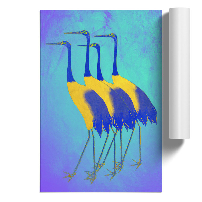 Golden Cranes - Frameless Print, 84cm H x 59cm W x 0.1cm D