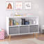 Bibliothèque avec tiroirs en tissu pliables, présentoir à livres, armoire de rangement pour jouets-1408588394