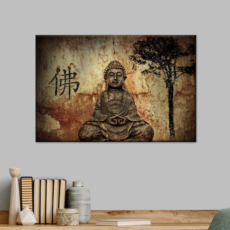 Bouddha croyant, reproduction sur toile, L 16 po x H 24 po