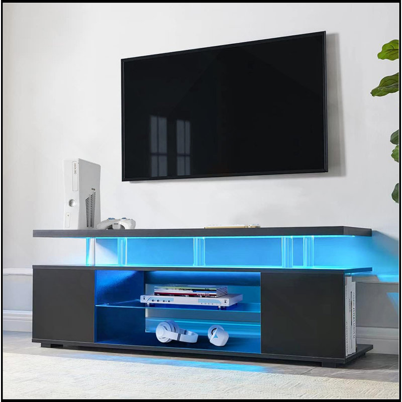 Meuble télé pour meuble télé 70 pouces à DEL avec console de rangement multimédia et grande armoire latérale pour le salon