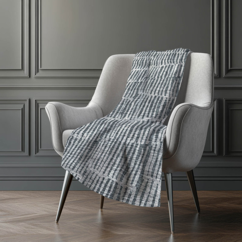 Jeté rayé Addison Sherpa ASB674, Gris anthracite