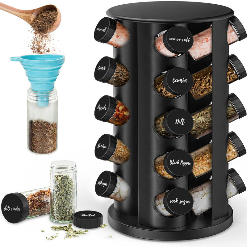 Freestanding Spice Jar & Rack Set