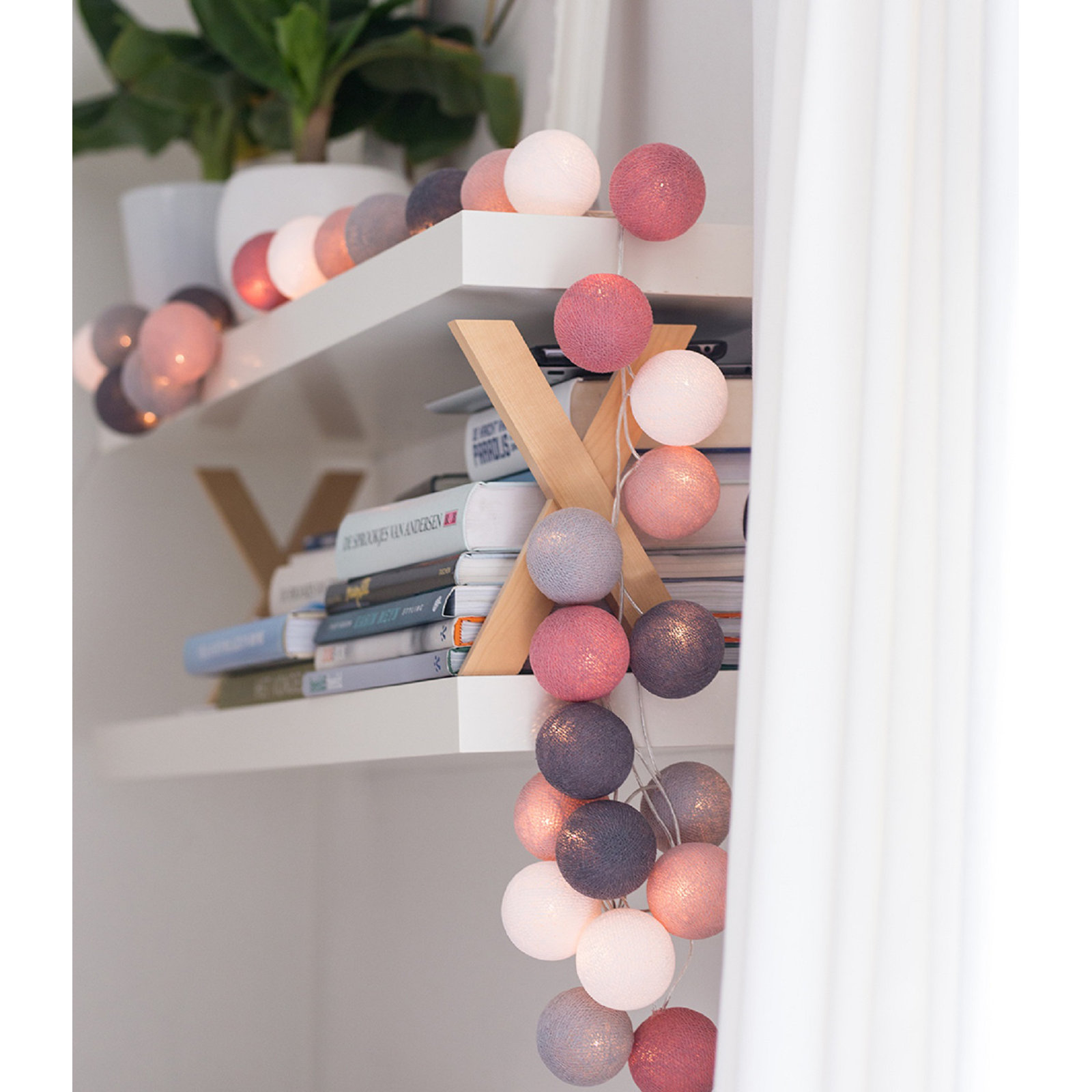 149'' Globe String Lights, Pink/Mint/White, 3" H x 290" L x 5" D, 50 Lights