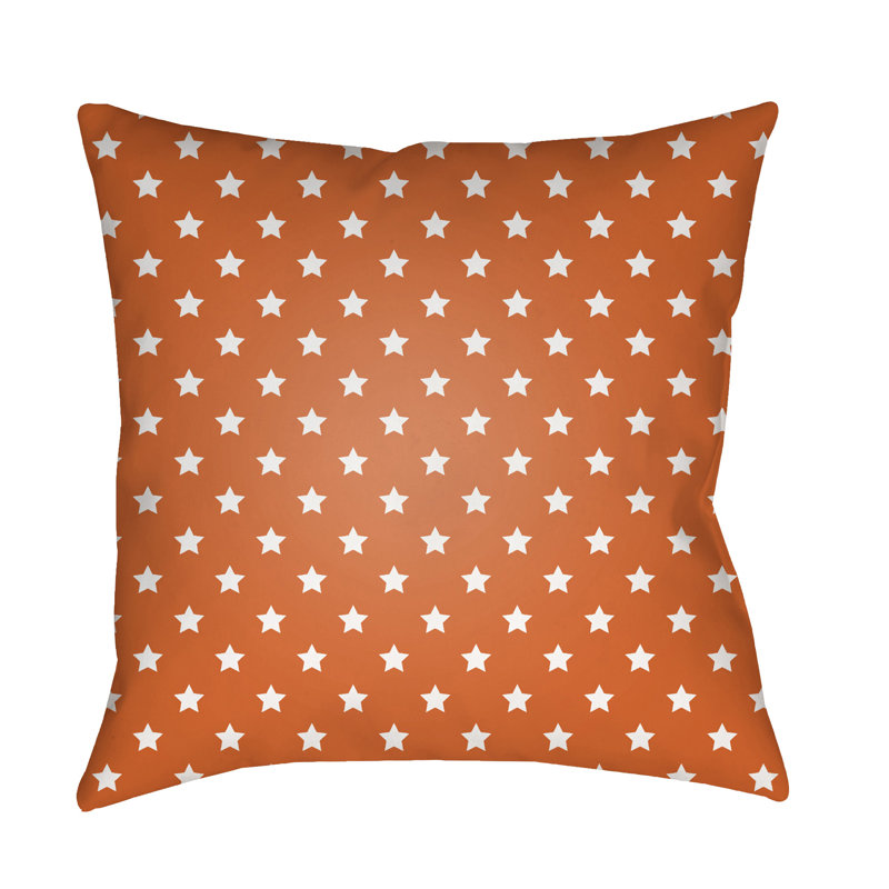 Stars Indoor/Outdoor Throw Pillow Cover, 20" H x 20" W x 3.5" D, Orange