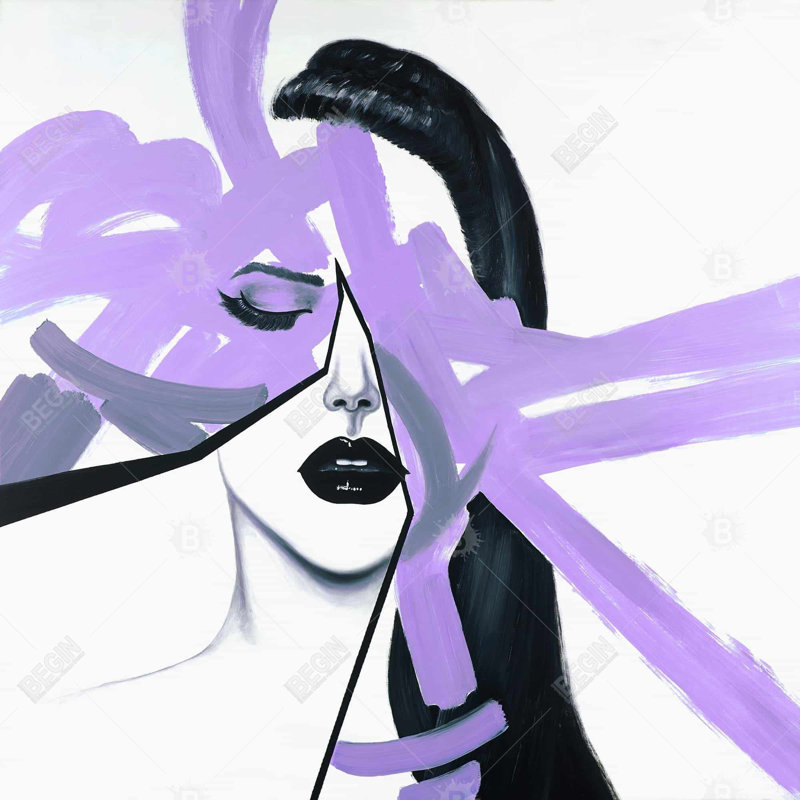 «Abstract Purple Woman Portrait» sur toile, 36"H x 36"W