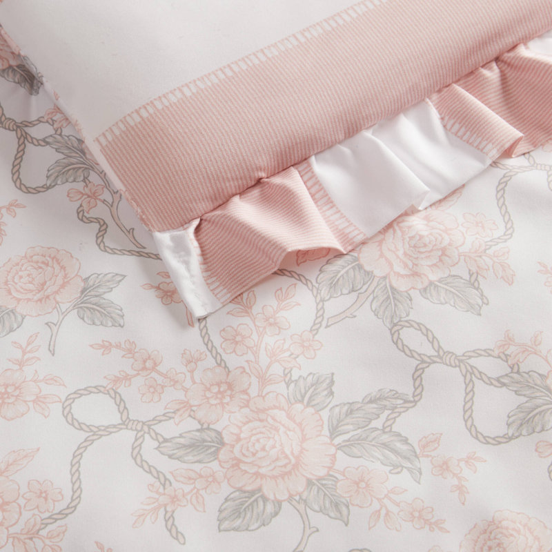 Ensemble de literie pour grand lit rose, ensemble de volants en microfibre, chambre romantique