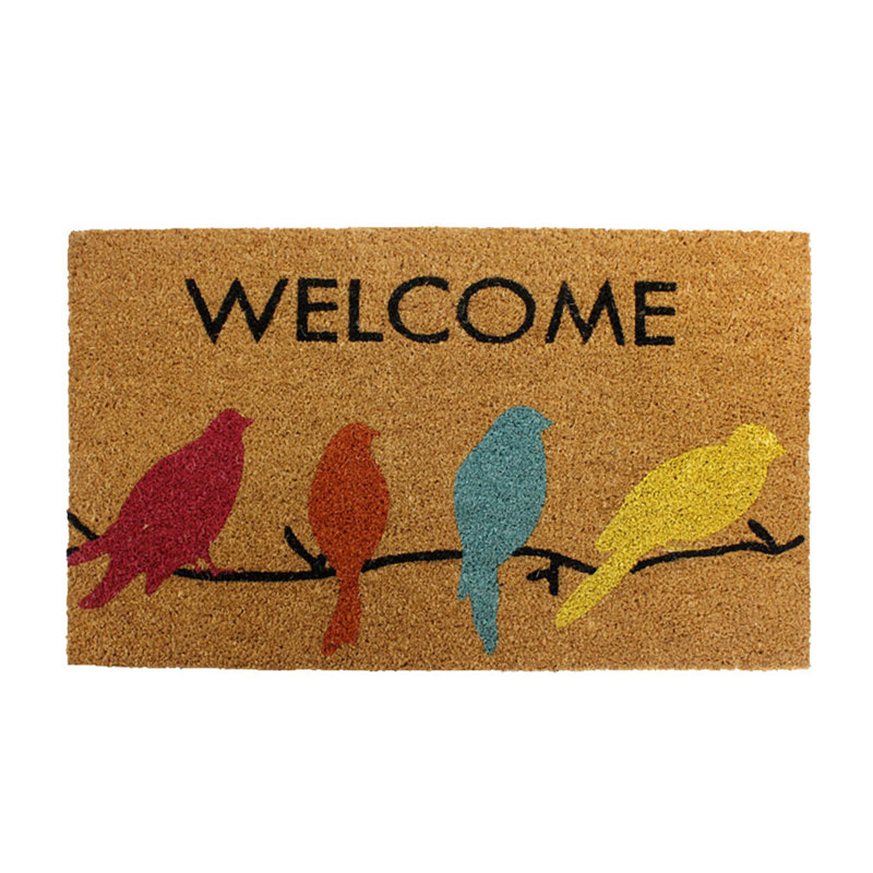 Tapis de porte d’extérieur antidérapant 29,55 po x 17,7 po oiseau welcome Hodge