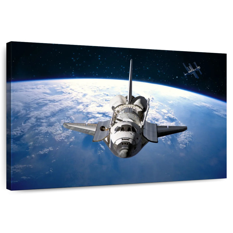 Navette spatiale Oberle en orbite autour de la Terre, H 16 po x l 24 po