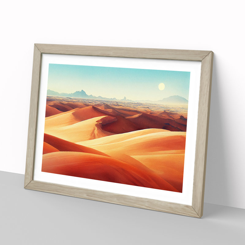 Watercolour Desert Vol.4 1 Piece Single Picture Frame Wall Art, 34cm H x 46cm W x 2cm D, Oak