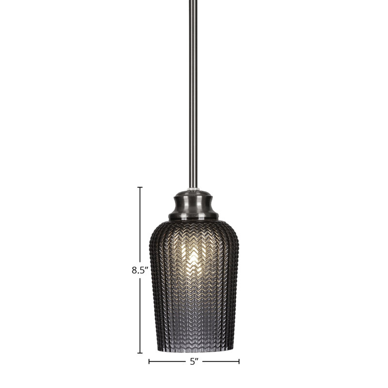 Luminaire suspendu avec tige en verre Cordova 5 po Cordova, Noir, gris, Nickel brossé