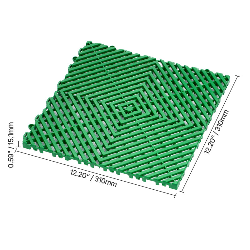 Interlocking Drainage Mat, 12” x 12” Modular Interlocking Cushion Durable PP Material, Splicing Drainage Mats, Non-Slip Drainage Floor Tile and Shower Mat, for Garage, Garden, Kitchen & Outdoor