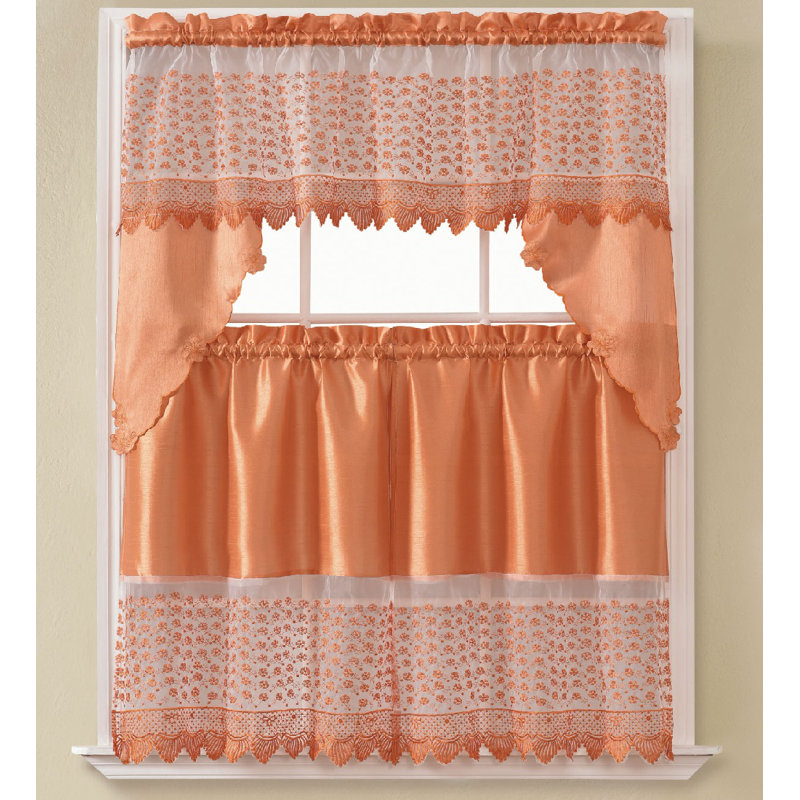 Carr Floral Swag Kitchen Curtain, Orange