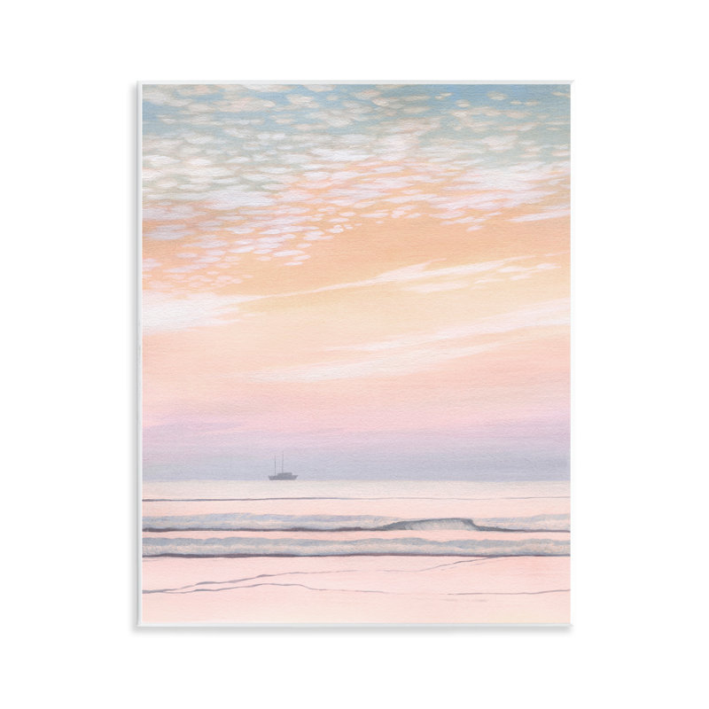 Lever de soleil orange et bateau, art mural par William Penhallow Henderson