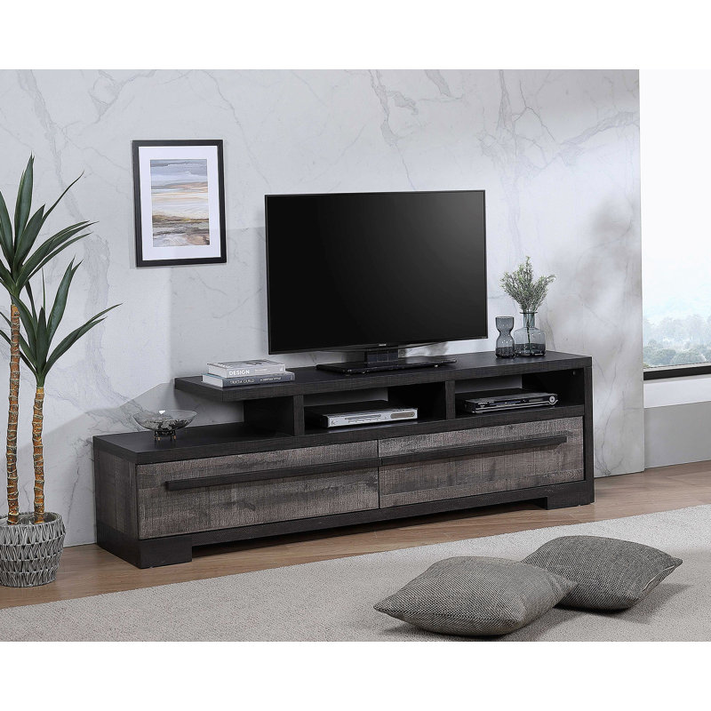 Console de divertissement 1Pc avec design moderne, tablette ouverte, deux tiroirs spacieux pour un rangement pratique