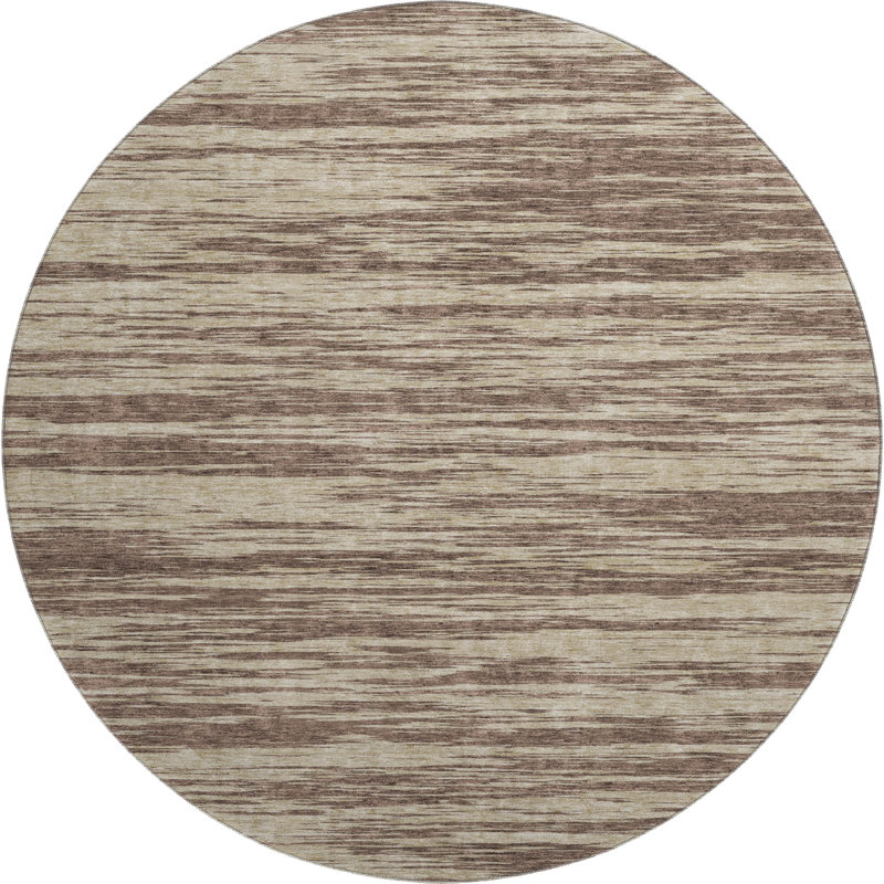 Premium Machine Washable Prisco Brown Rug, Round 8'