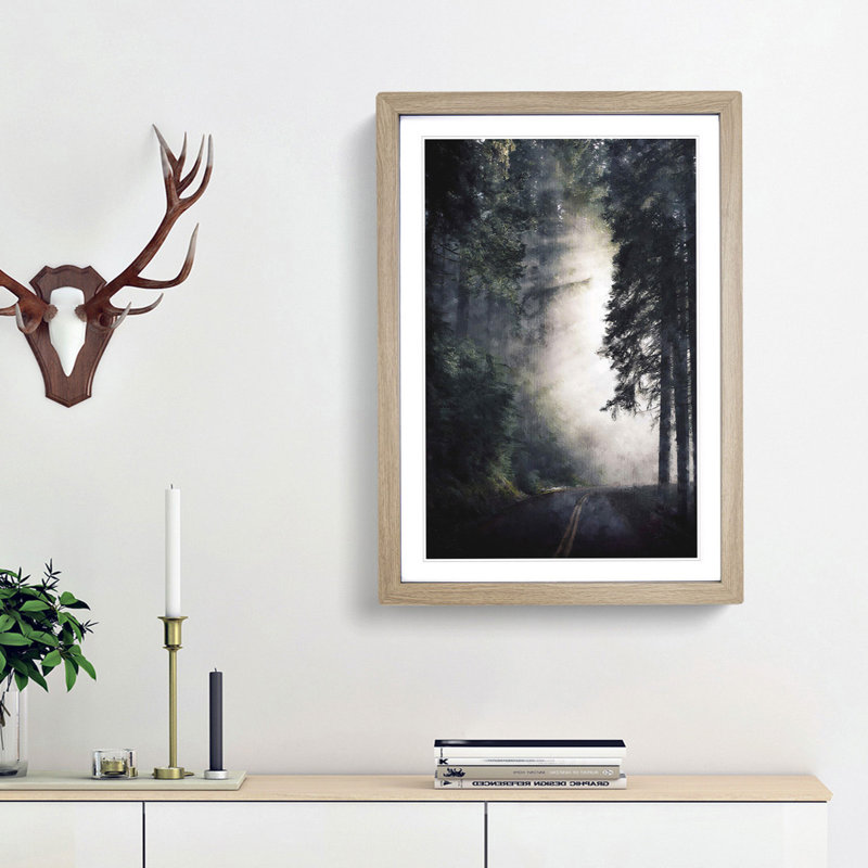 Forest Light - Picture Frame Painting Print, 63cm H x 45cm W x 2cm D, Oak Framed