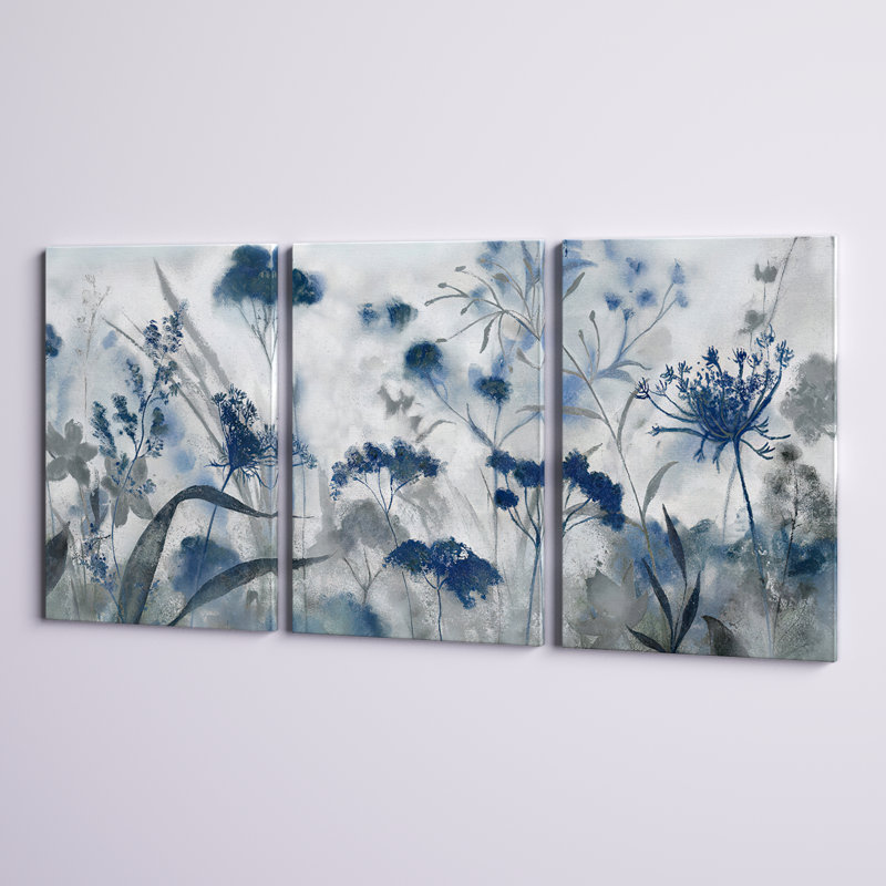 " Inky Indigo " 3 - Pieces, 27" H x 54" W x 1" D
