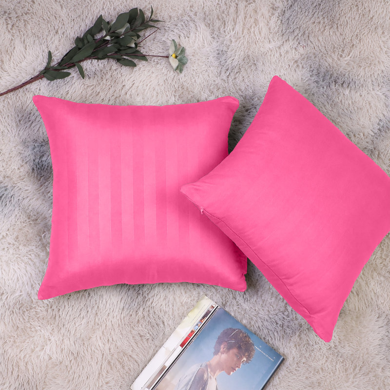 Microfiber Stripe Cushion Cases Sofa coach throw, HOT PINK