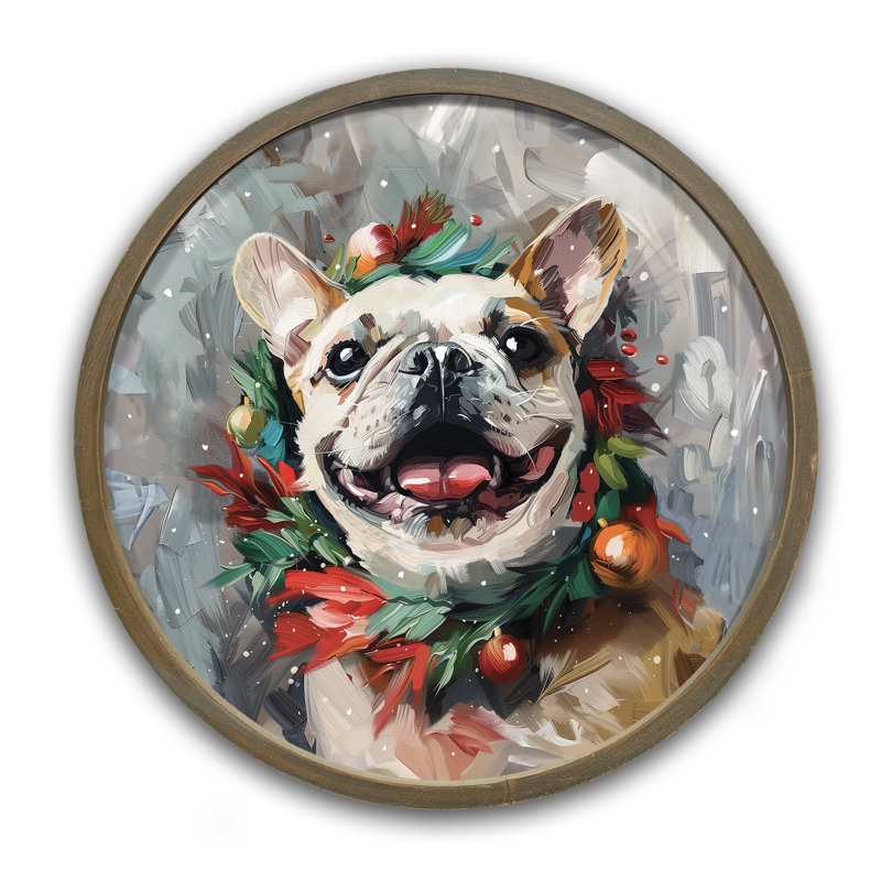 Painterly Holiday Frenchie, reproduction encadrée
