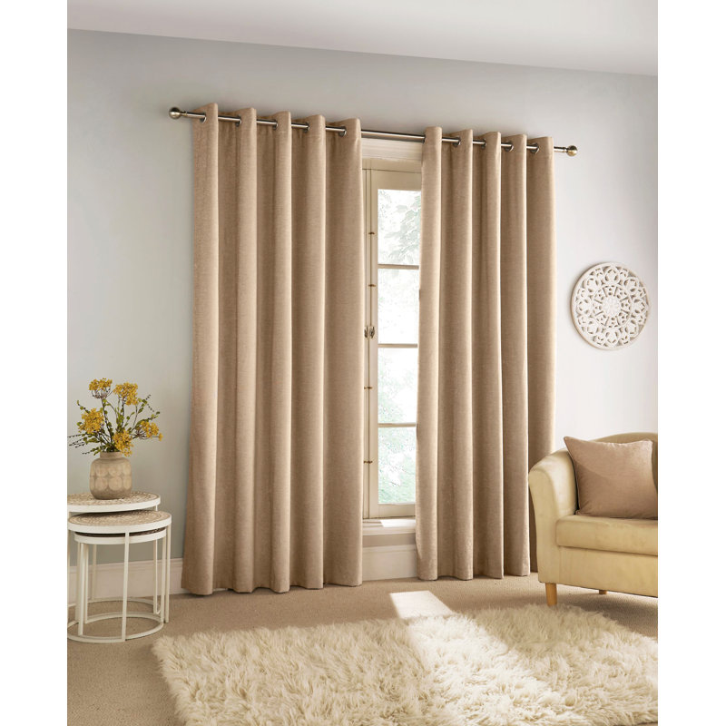 Jamarion Blackout Curtain Pair, Beige, 168cm Width x 183cm Drop