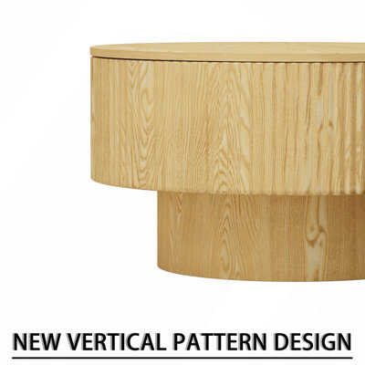 Table basse de 29,53 po en MDF moderne avec rayures circulaires et espace de rangement, convenant à la maison et à la cuisine