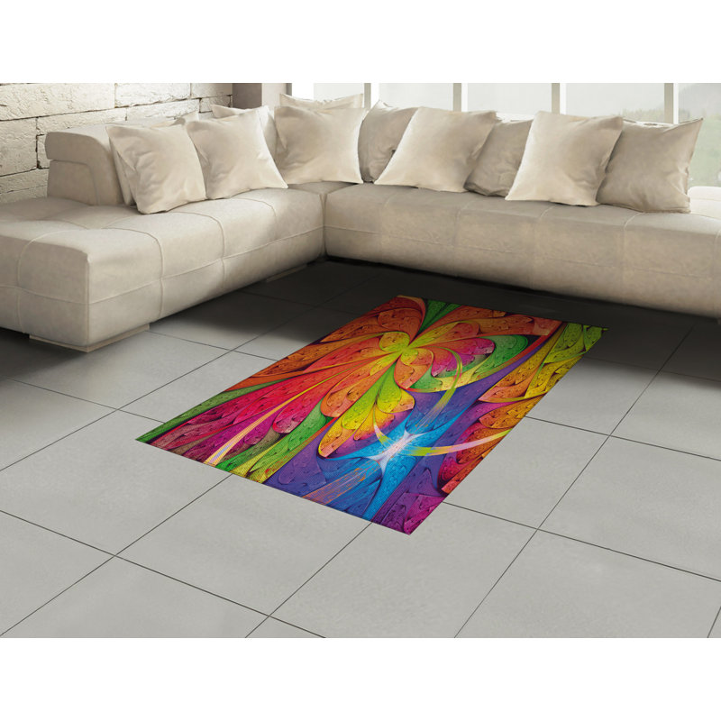 Tapis décoratif floral à haute densité en fibres de polyester, Rectangle— 4 pi x 5 pi 8 po