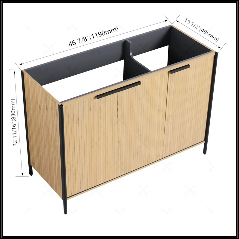 Meuble-lavabo autoportant avec rangement spacieux et porte à fermeture en douceur, sans lavabo, parfait pour les salles de bain modernes