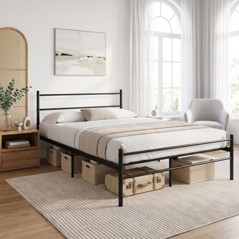 Djuna Metal Bed, Double (4'6), Black