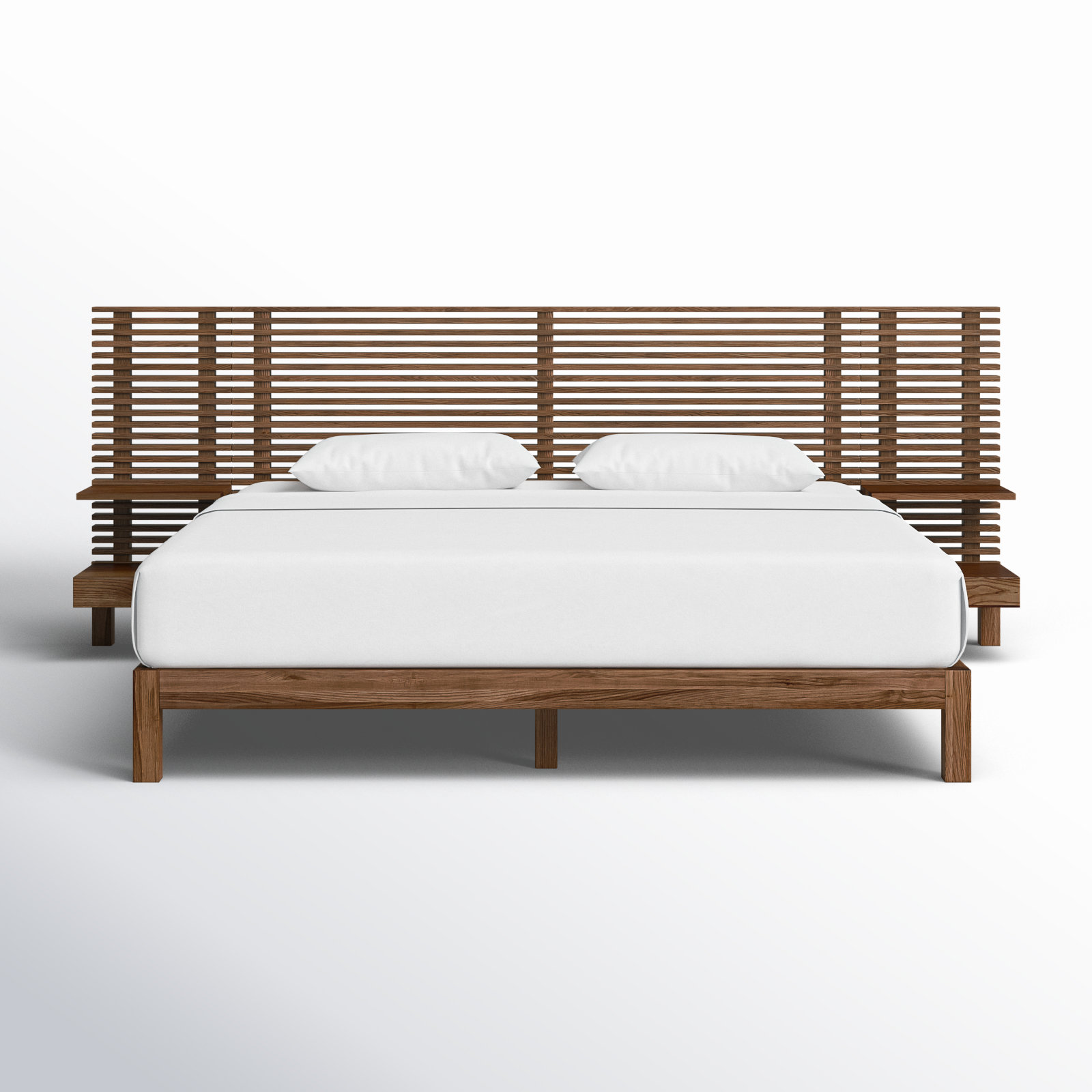 Finnian Solid Wood Panel Storage Bed, California King, Walnut