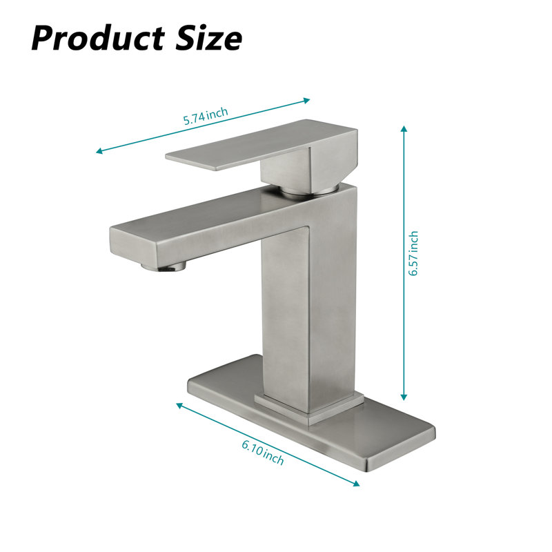 Robinet pour salle de bain à un trou et poignée simple, Nickel brossé