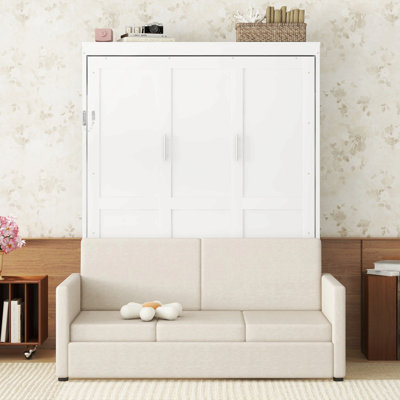 Grand lit escamotable mural avec coussin