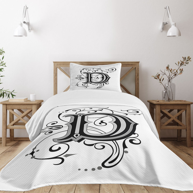 White Quilted Twin Bedspread Set with Pillow Sham