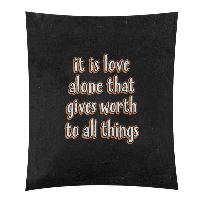 Tapisserie tableau noir de polyester love quot, H 80 po x l 68 po, Orange