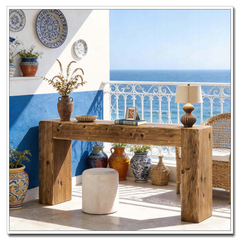 Compact Console Table, Rustic Brown