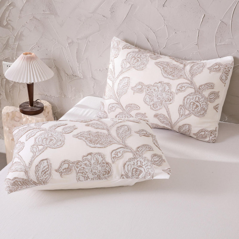 100% Cotton Clipped Jacquard Floral Duvet Cover Set | Yarn-Dyed Woven Jacobean Bedding Set, OEKO-TEX® Certified, Brown