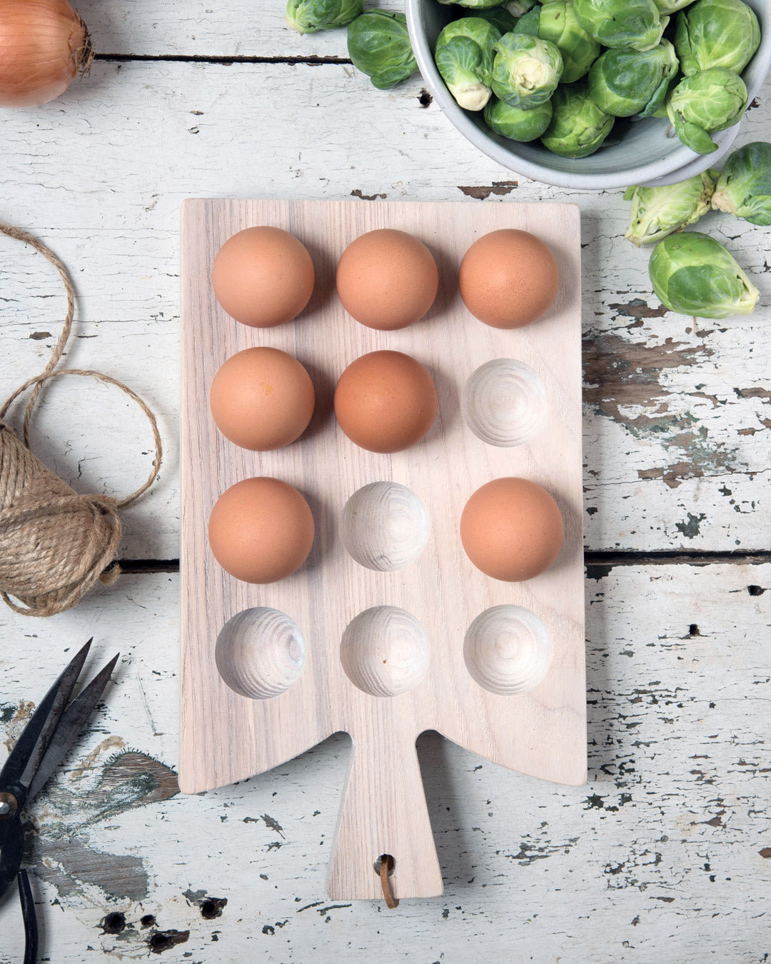 Araucana Paddle Wood Egg Platter, White