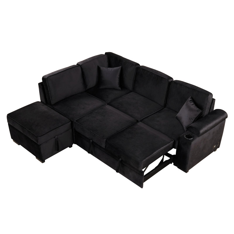 Canapé-lit Perse 87,3 po, Velours noir