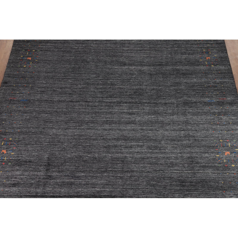 Tapis oriental gris anthracite Gabbeh 9 x 12