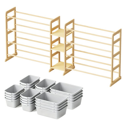 Organisateur de rangement pour jouets avec 3 tablettes et 24 bacs, bibliothèque pour enfants, étagère à jouets