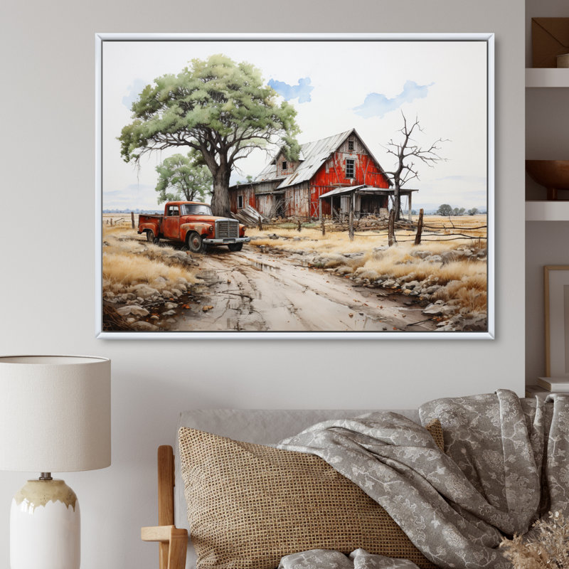 Farmhouse Homestead Legacy - impressions sur toile de ferme, H 24 po x l 32 po x P 1 po, Cadre flottant blanc