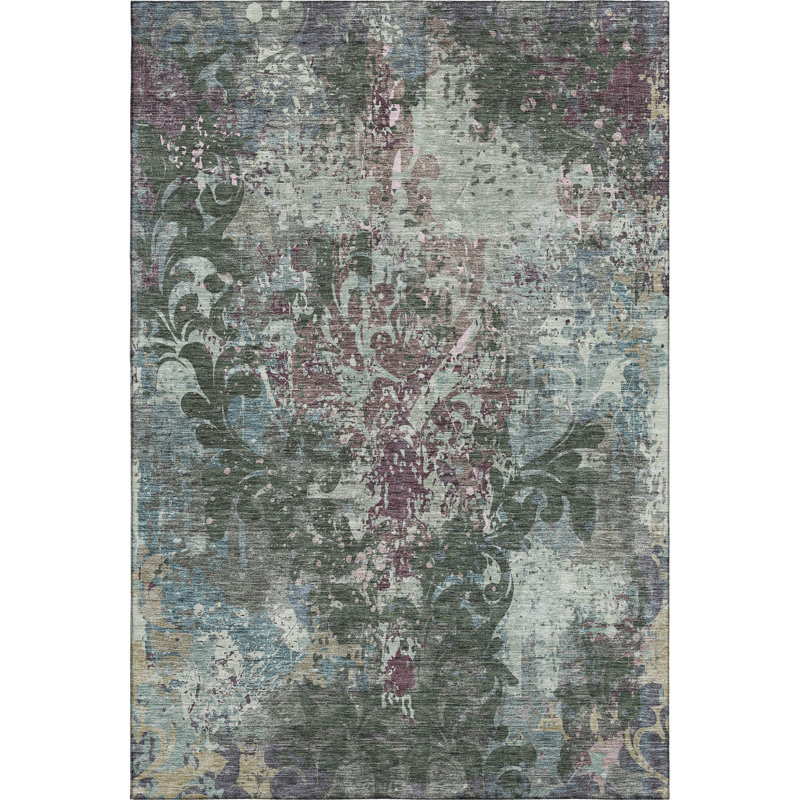 Tapis en fougère de qualité supérieure lavable à la machine Prisco, Rectangle 10 pi x 14 pi