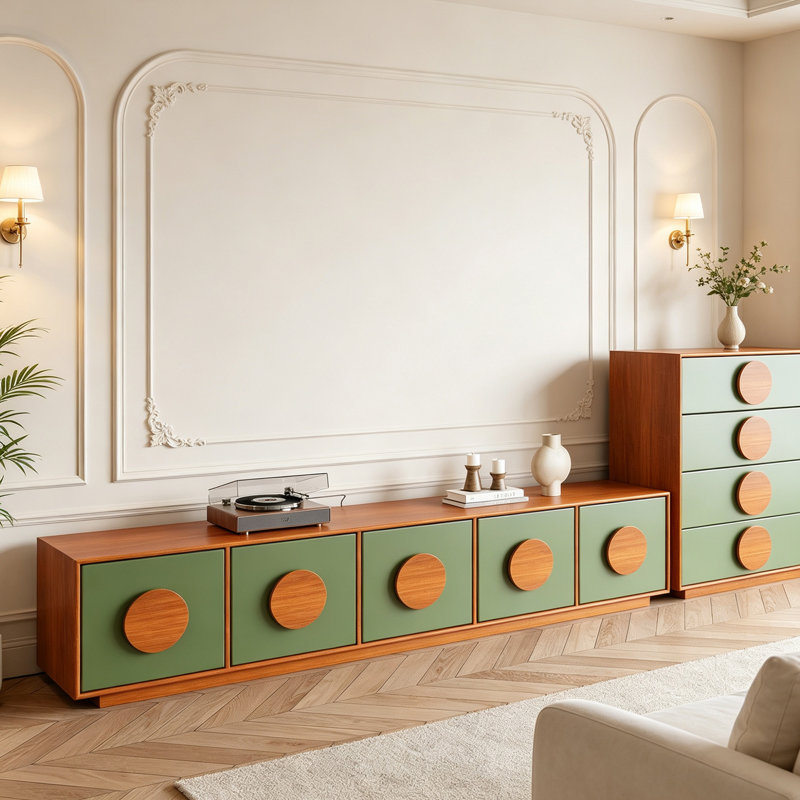 Meuble télé multifonctionnel en bois pour salon