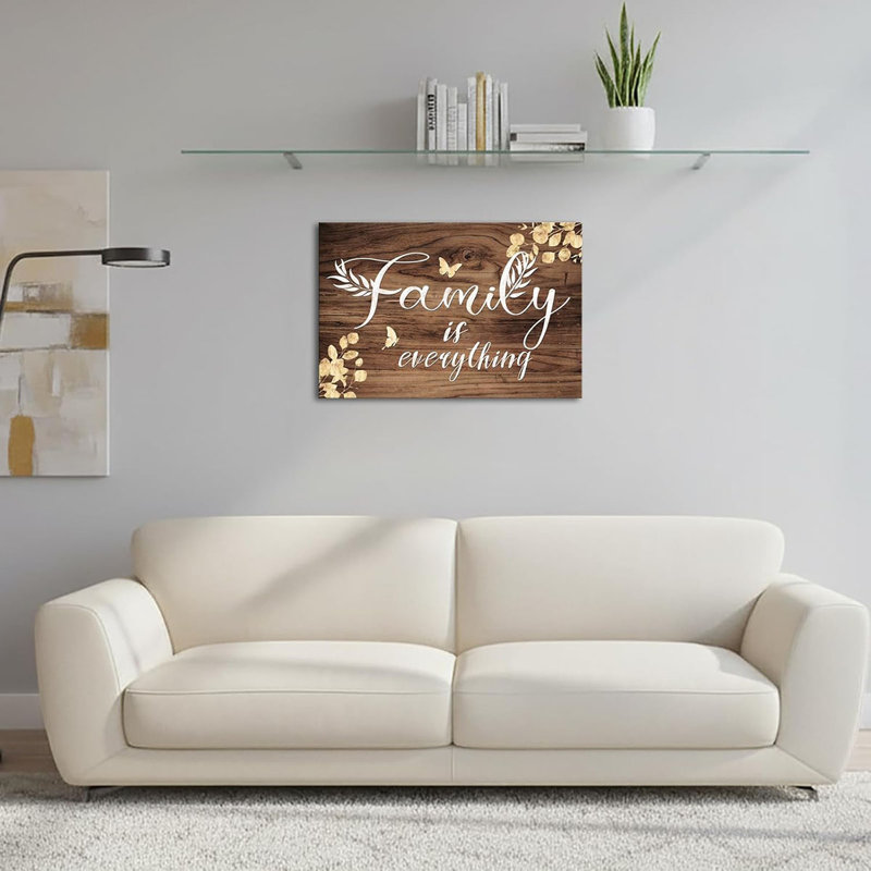 Rustic Wall Art Sign Pictures Family is Everything Quote Painting Farmhouse Country Wall Decor 16"X24"