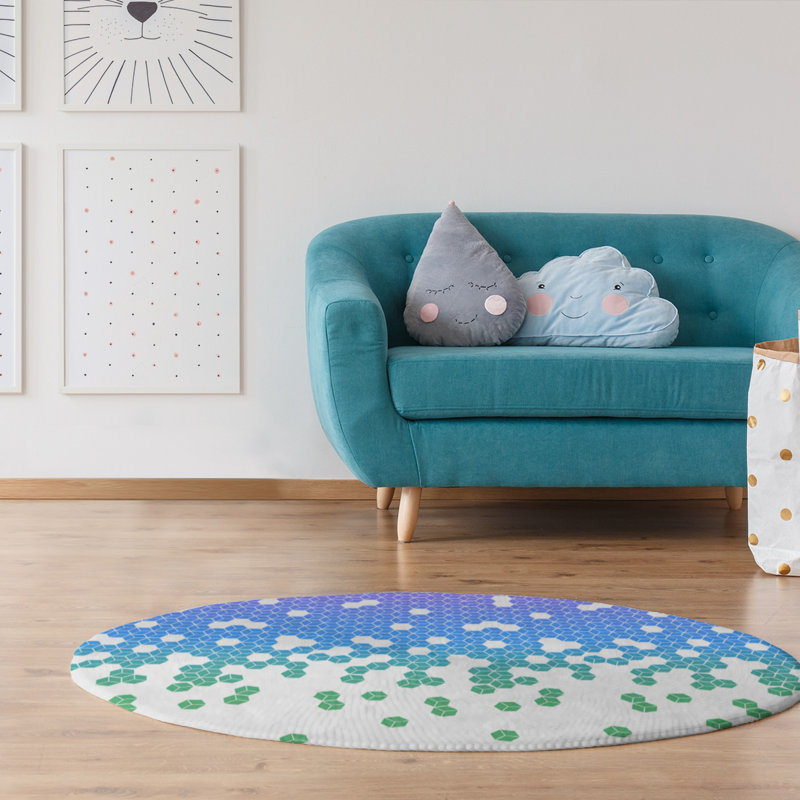 Chenille Geometric Indoor Rug, Round 5'