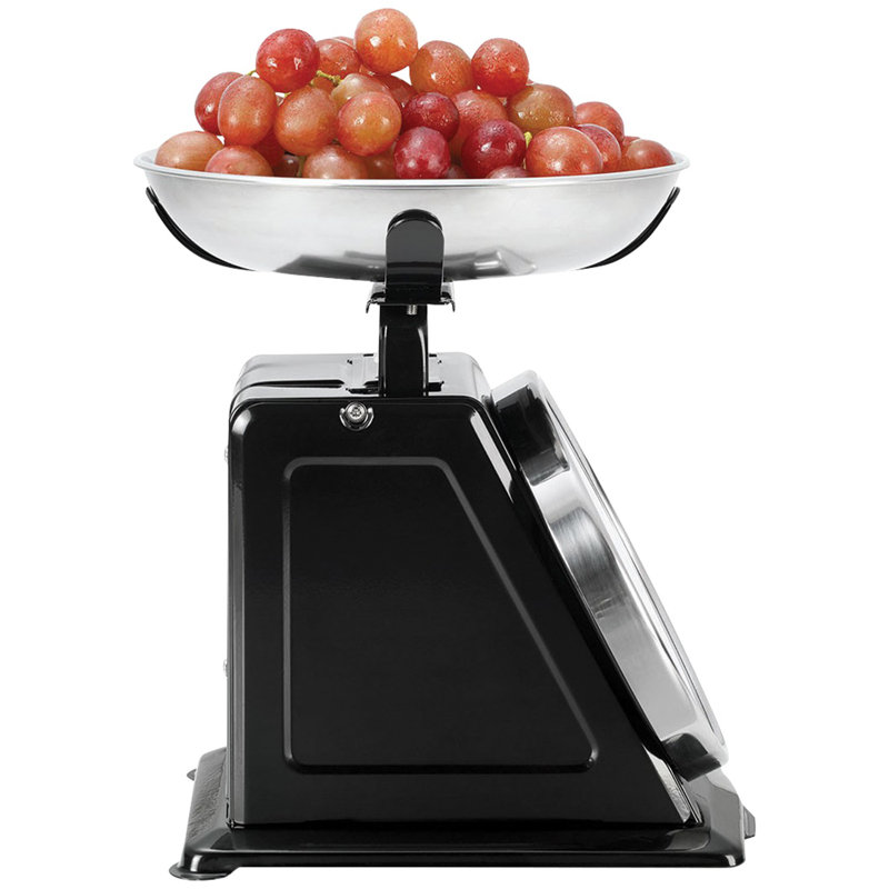 Retro Black and Silver Mechanical Kitchen Scale with Stainless Steel Bowl