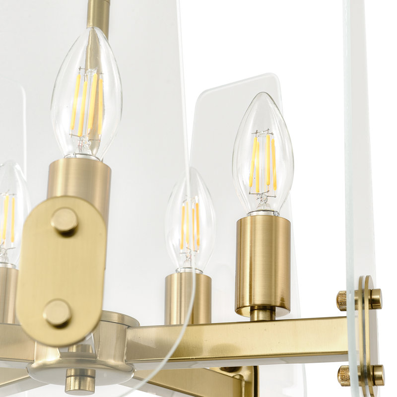 Lustre 5 lumières Mid-Century doré